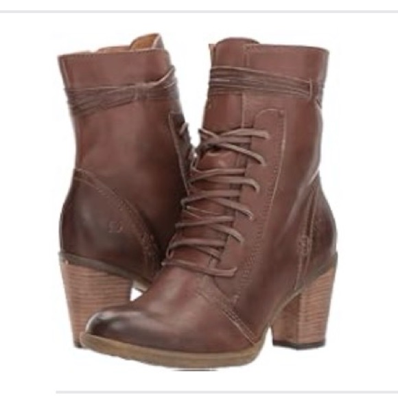 Born Cirque Leather Ankle Boots Bootie Brown (Tan Leather Grain) 7.5 New